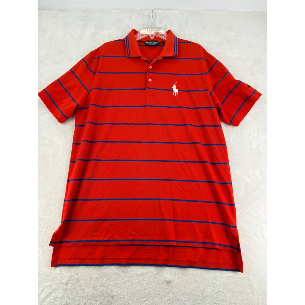 Polo Golf Ralph Lauren Mens XL Red Striped Pima Cotton Polo AJGA Embroidered
